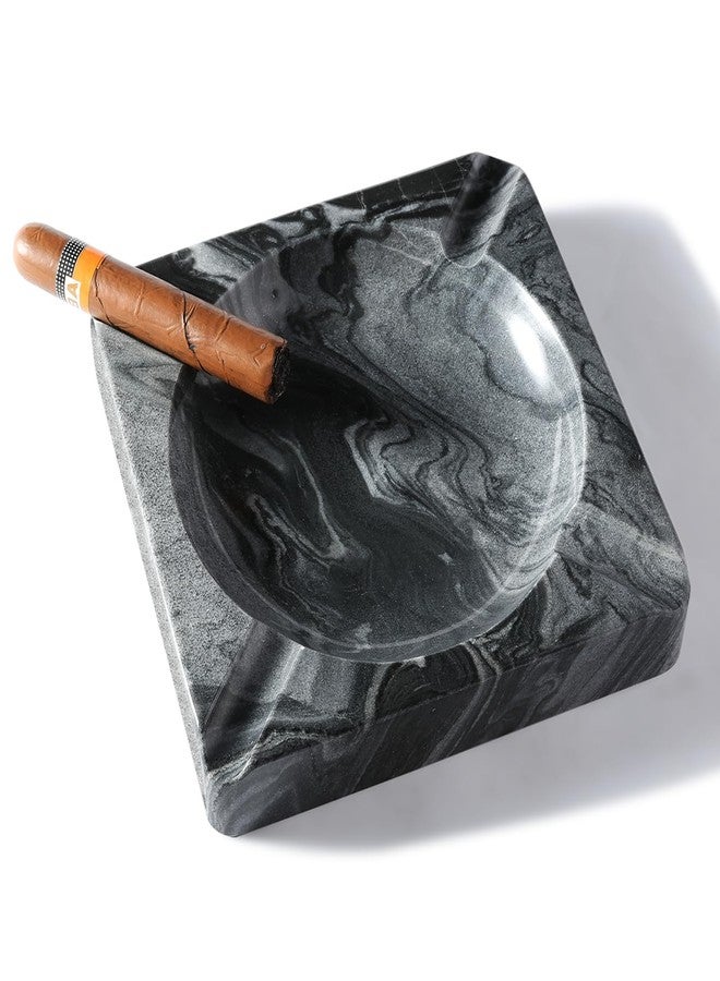 Koville African Natural Marble Cigar Ashtray, 7.28" Large Square Cigarettes Ash Tray, Cool Ashtrays for Patio, Outdoor, Smoking Accessory for Home Office Hotel Decor - Image 1